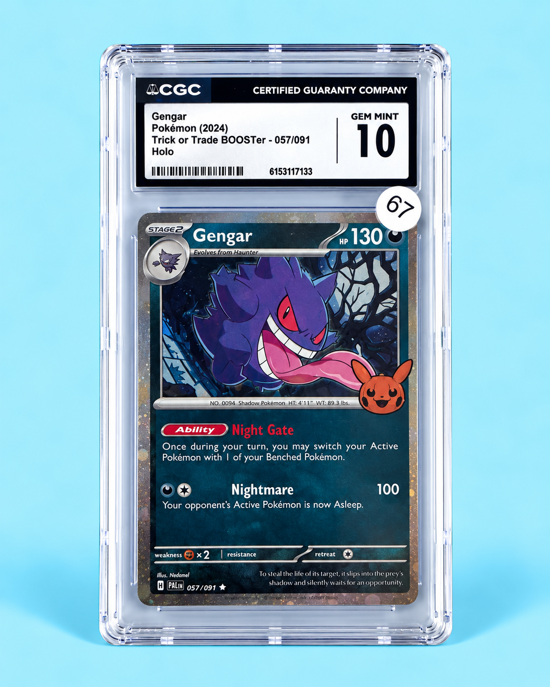 2024 Pokémon Gengar #057/091 Trick or Trade BOOster Holo – CGC 10 Gem Mint