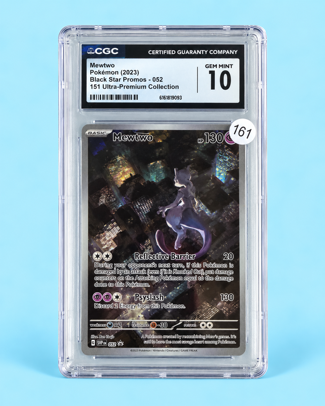 2023 Pokémon Mewtwo #052 Black Star Promo 151 Ultra-Premium Collection – CGC 10 Gem Mint