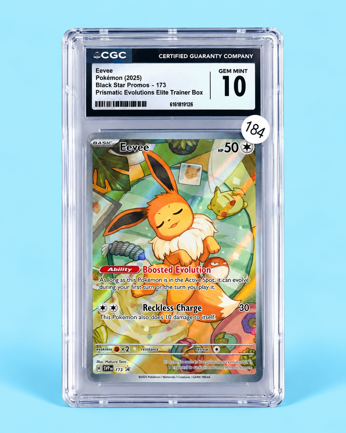 2025 Pokémon Eevee #173 Prismatic Evolutions ETB Black Star Promo – CGC 10 Gem Mint