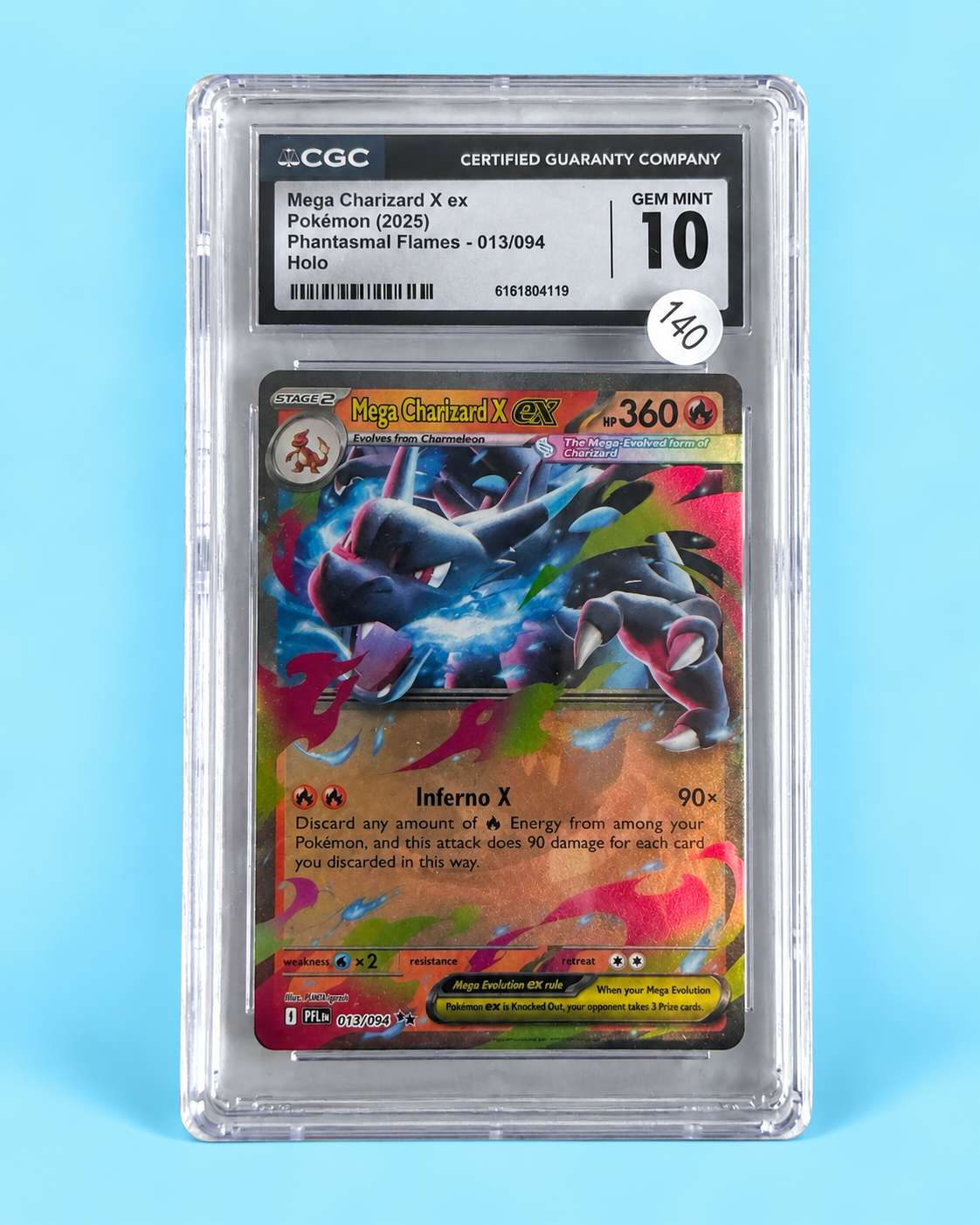 2025 Pokémon Mega Charizard X ex #013/094 Phantasmal Flames Holo – CGC 10 Gem Mint