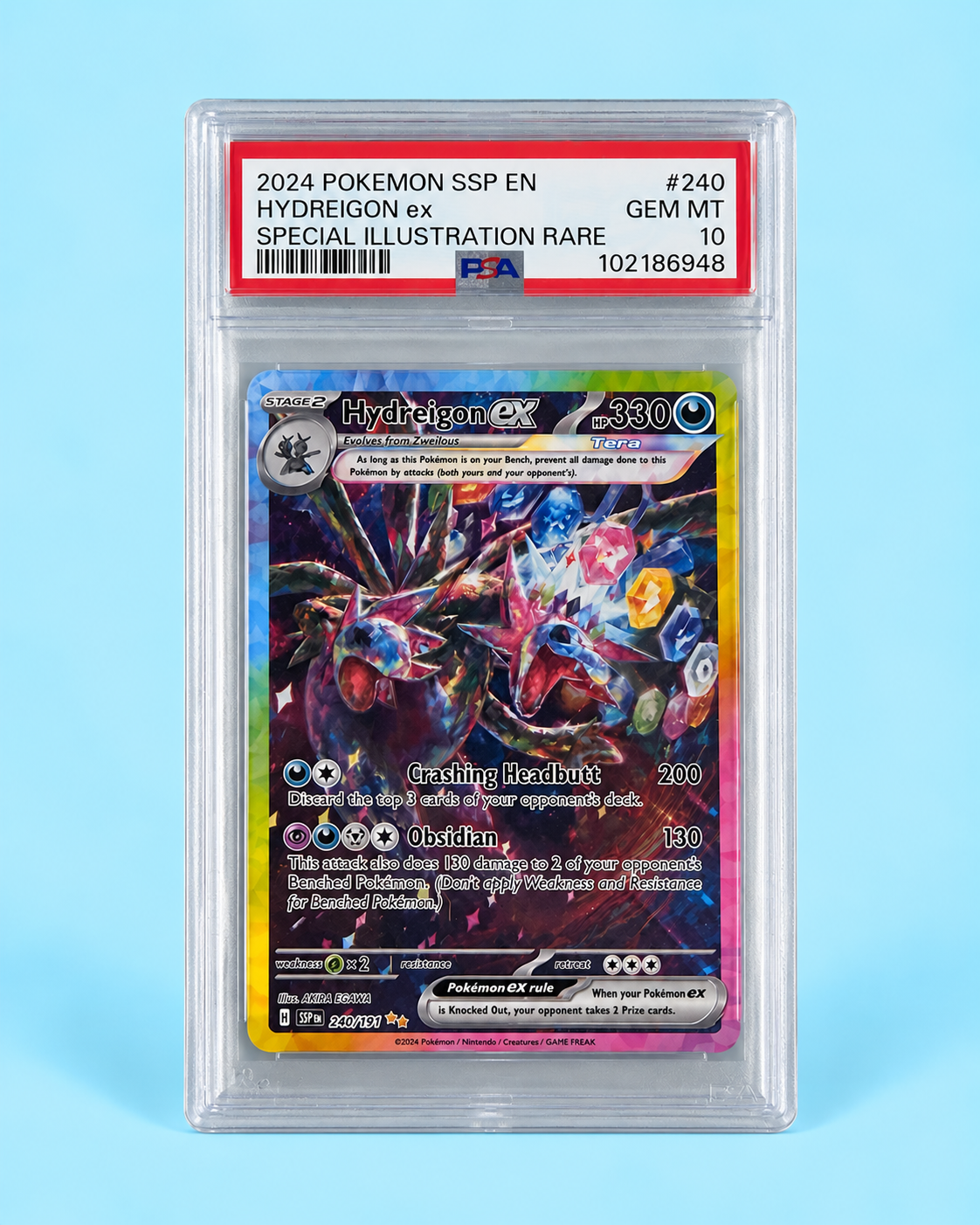 2024 Pokémon Surging Sparks Hydreigon ex #240 Special Illustration Rare – PSA 10 Gem Mint